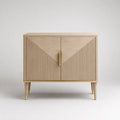 Credenza rettangolare a 2 ante in legno, MDF e metallo, Beige rovere/Ottone, 100 × 40 × 90 cm