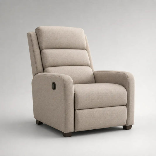 Poltrona reclinabile manuale in poliestere beige con schienale alto, 90 x 95 x 105 cm