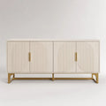 Credenza buffet rettangolare a 4 ante in MDF impiallacciato frassino beige chiaro e oro, 160 x 40 x 80 cm