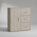 Credenza rettangolare in pannello truciolare melaminico rovere chiaro con 1 anta e 3 cassetti, 80 × 40 × 90 cm