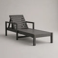 Lettino prendisole reclinabile da esterno con braccioli in legno massello di acacia, grigio antracite, 195 x 68 x 85 cm
